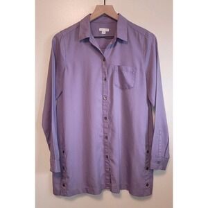 J Jill Lilac  Button Front Blouse XS Soft Minimalist Classic Tunic Top Casual